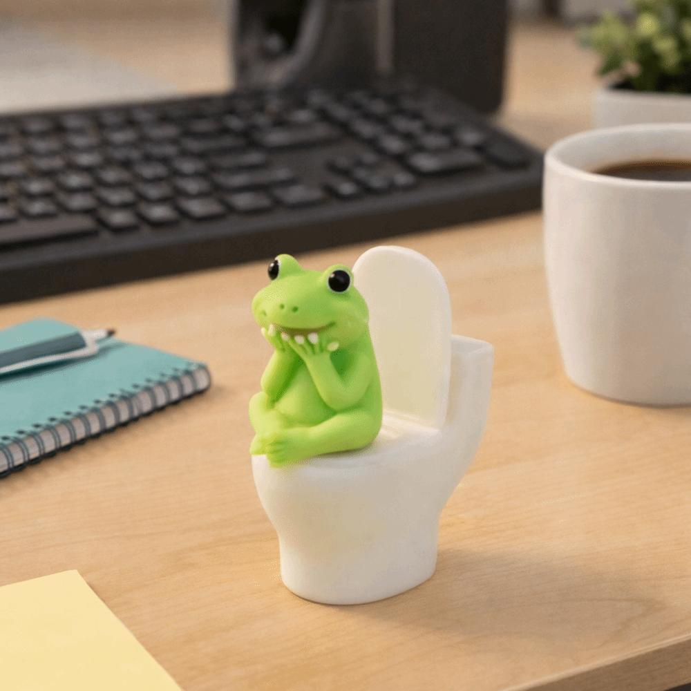 Cartoon Pig Desktop Ornaments PVC Toilet Frog Ornaments Adorable Pig Figurine Gag Gift