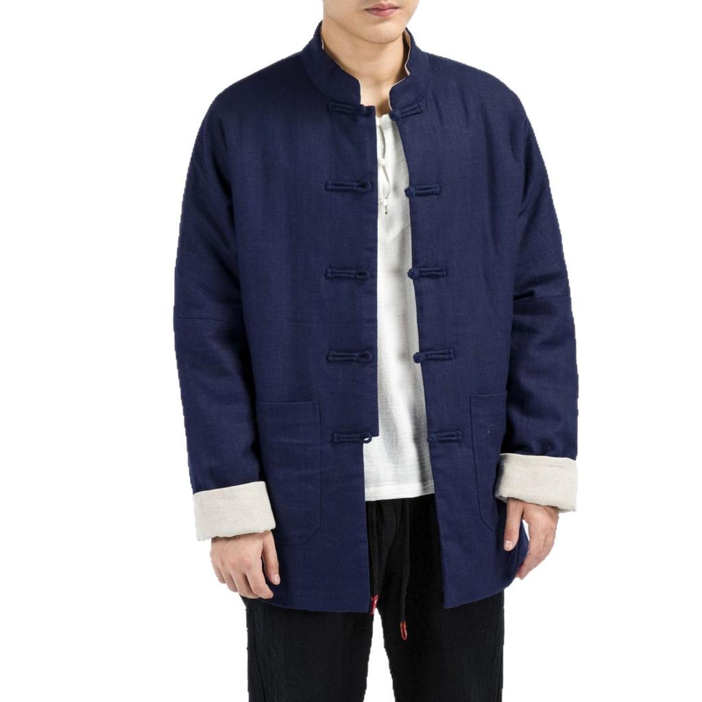 Men's Chinese Style Tang Suit: Cotton & Linen Retro Hanfu Jacket with Frog Buttons