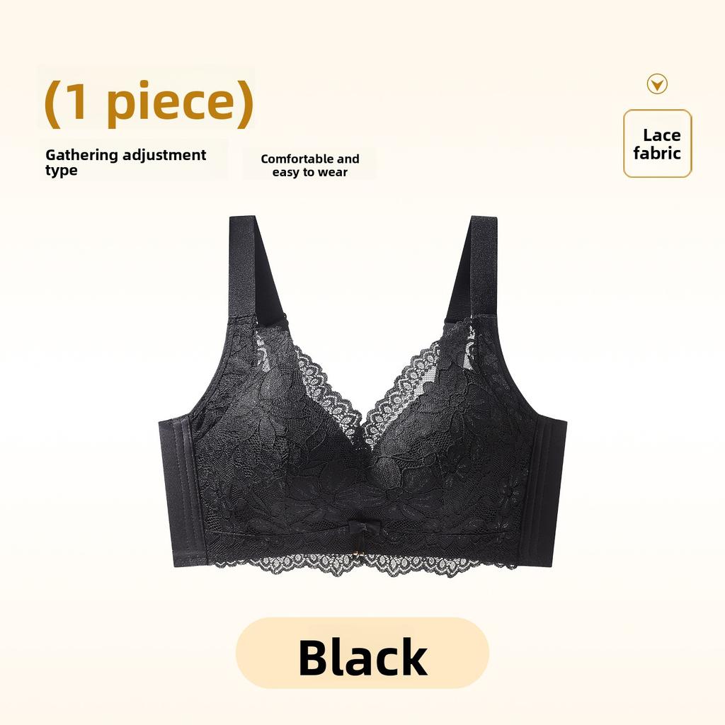 Female Spring and Autumn Lace Small Breasts Show Large Close Pair of Anti Sagging Traceless Underwear