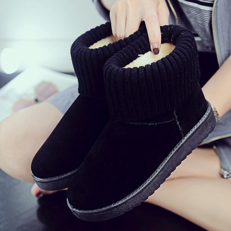 Wool Snow Boots Women's Flat Bottom European and American Short Boots Waterproof Table Flat Heel Plush Warm Cotton Shoes New Boots Women