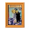 Photo Frame Refrigerator Magnets Oil Painting Cat Magnet, Wooden Black Magnetic Magnet Theme Retro Rectangle Decoration Decorative Fridge