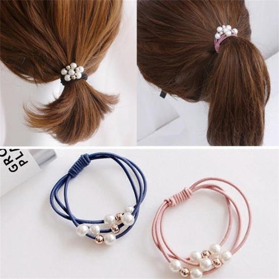 Girl Women Faux Pearl Hair Ring Knotted Rope Beaded Triad Hairband Jewelry Gift