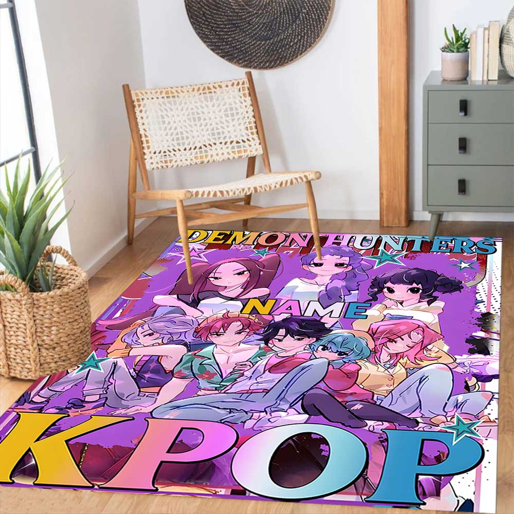 Kpop Demon Hunters Customize your name rug, office chair cushion, home bedroom living room gift.
