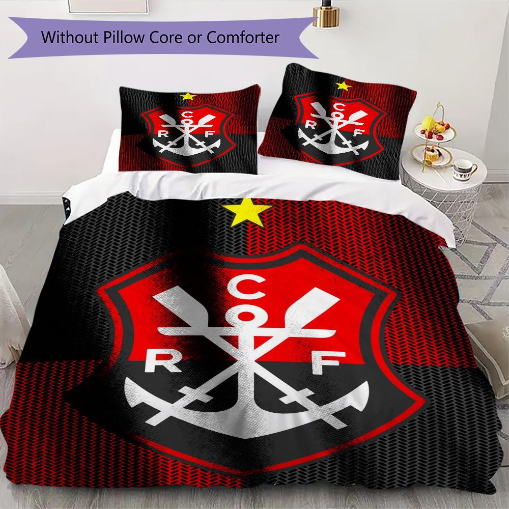 CR Flamengo Pattern Bedding Uilt Set Uilt Cover Pillowcase Home Decoration Birthday Gift (1 * Duvet Cover + 2 * Pillowcase Without Core)