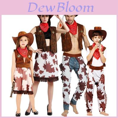 Classic Western Cowboy Costume For Halloween Parties And Stage Performances In Polyester Fabric
