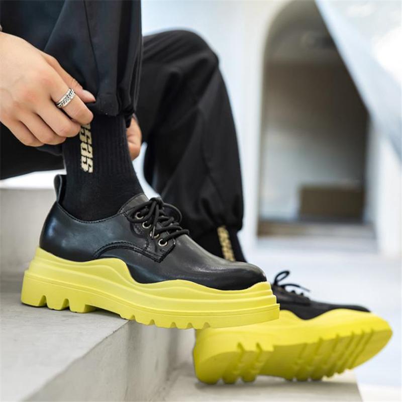 

Autumn Fashion Split Leather Men Casual Shoes Lace Up Short Martins Boots Male Platform Formal Dress Shoes Flats Zapatos Hombre