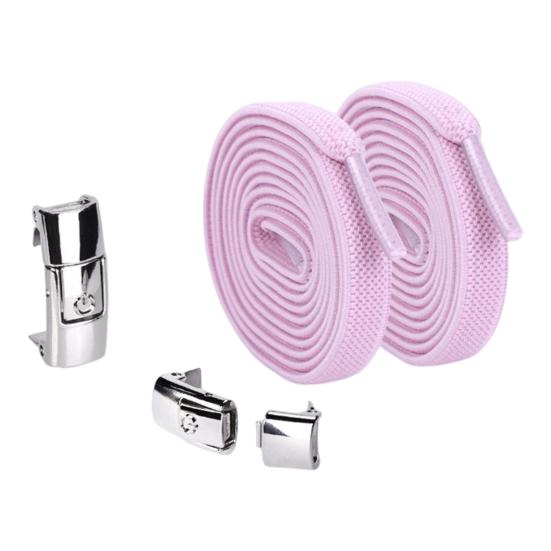 1 Pair 8mm No Tie Shoelaces Buckle Closing Opening Solid Color Flat Elastic Multipurpose Kids Adult Lazy Shoe Laces for Outdoor