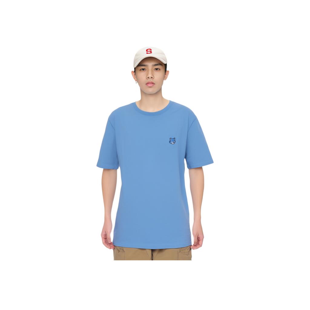 Maison Kitsune SS24 Fox Head Patch Crew Neck Short Sleeve T-Shirt Men T-Shirt Hampton-Blue MM00127KJ0118-P428