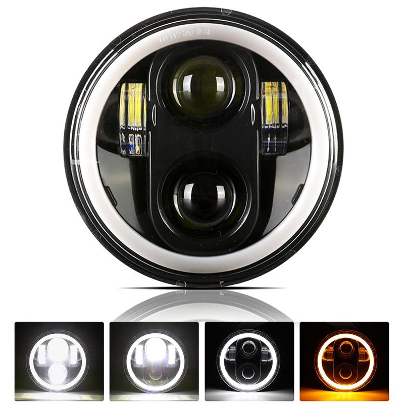 

5,75 H4 светодиодная фара для мотоцикла Halo Ring White DRL Angel Eyes для Harley Davidson/Dyna/Sportster/Heritage Springer/Deuce