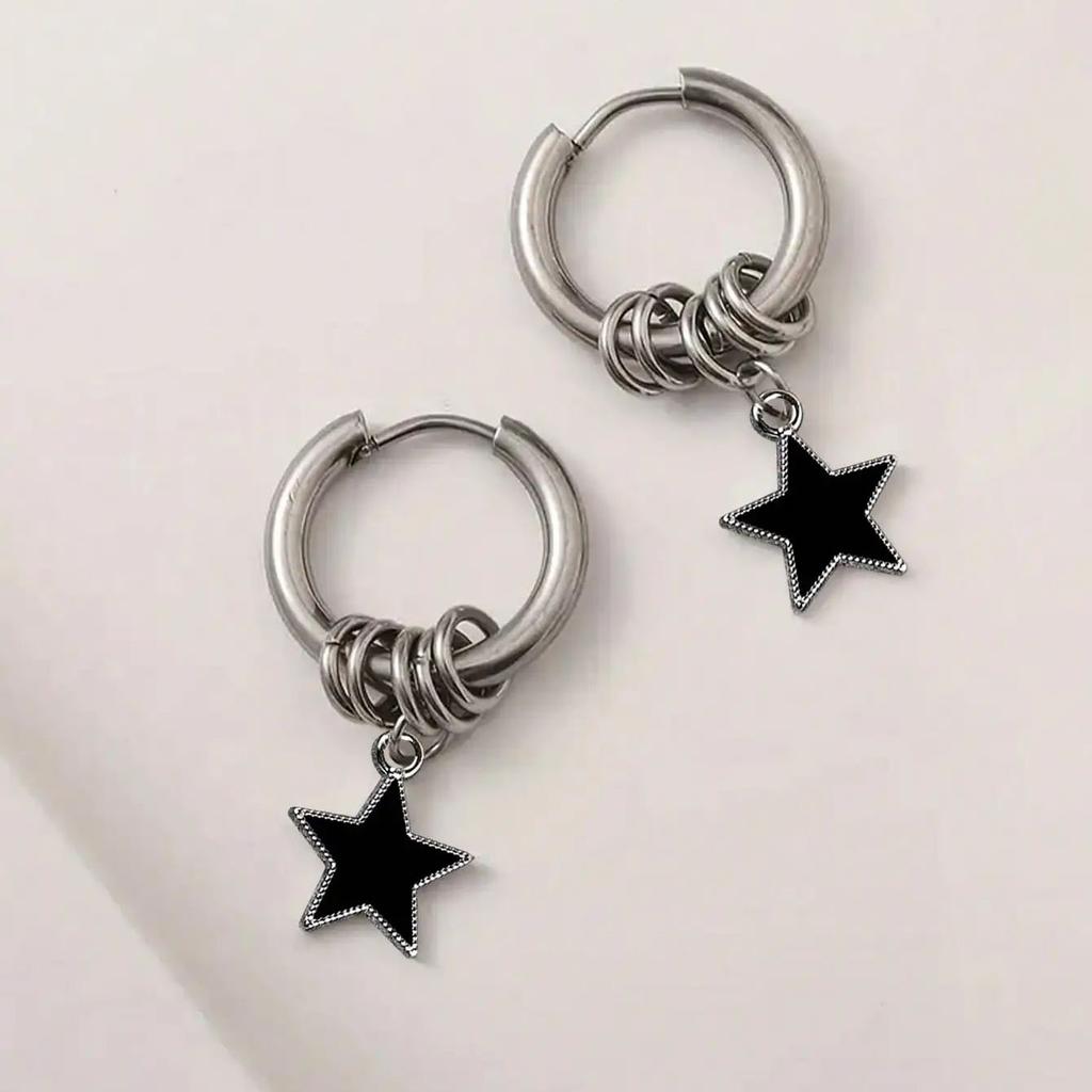 Punk Silvery Asymmetric Creativity Fashion Red Zircon Heart Hoop Earrings Party Birthday Lover Jewelry Accessories Party Gifts