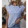 Camiseta de Moda para Mujer Primavera y Verano Moda Casual Blusa Cuello Redondo Color Sólido Suelta Camisa de Manga Corta