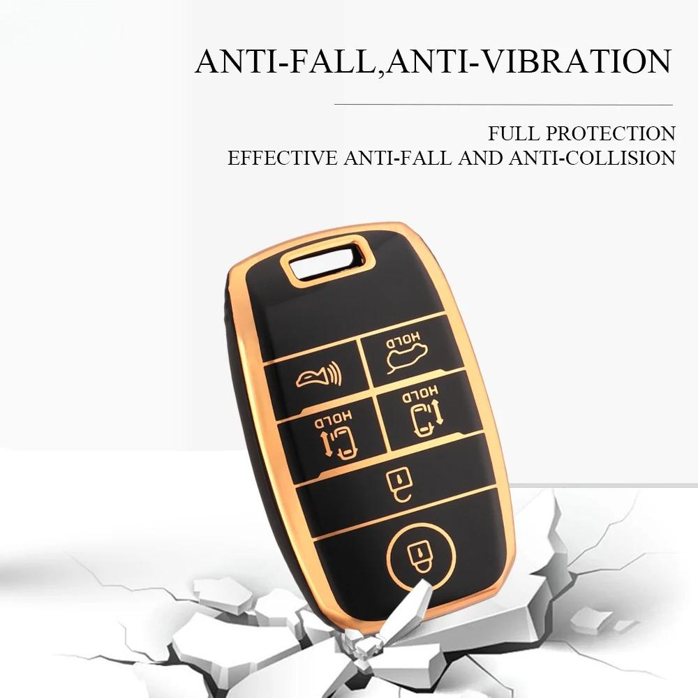 6 Knappar TPU Bilnyckelskal Fodral Fob för Kia New Sedona Grand Carnival Snyggt Sorento L580 Kia Doule Carnival Tillbehör