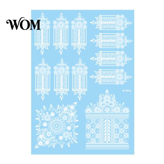 Eco-friendly Tattoo Sticker White Lace for Women, Temporary Face Body Skin-friendly Arm, Waterproof Fake Decal Wedding Party Festival Safe Tattoos