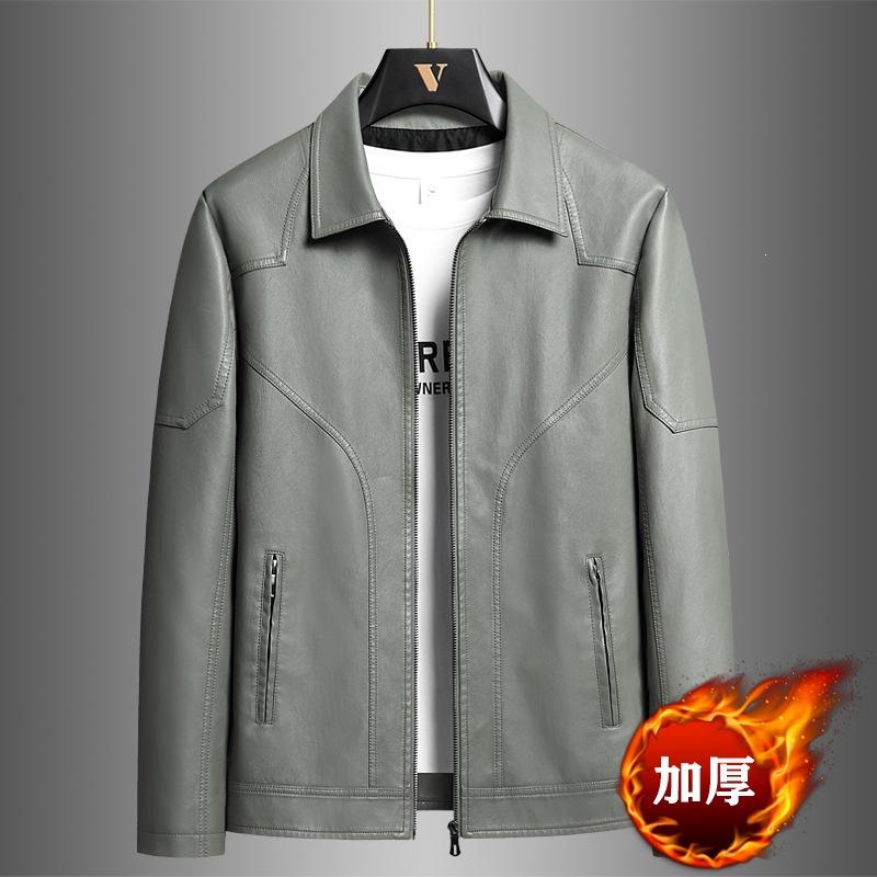 Trendy new men's leather jacket spring and autumn lapel pu leather top leather jacket fashion casual versatile leather jacket