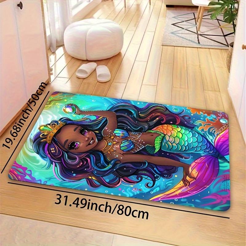 1pc Thickness Cartoon Mermaid Bathroom Mat Kitchen Mat Living Room Carpet Bedroom Rug Indoor Doormat Machine Washable Entrance Mat Decorative Carpet