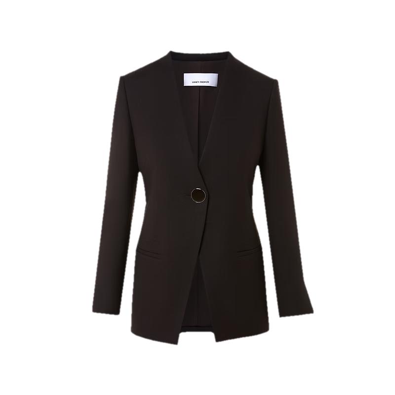 Elegant Women's V-Neck Wool Blend Blazer