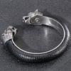 Edelstahl Wolfskopf Manschette Offener Armreif Armband Mann Schwarzes Leder Elastisch Verstellbar Jungen am Handgelenk Armbänder Herrenschmuck
