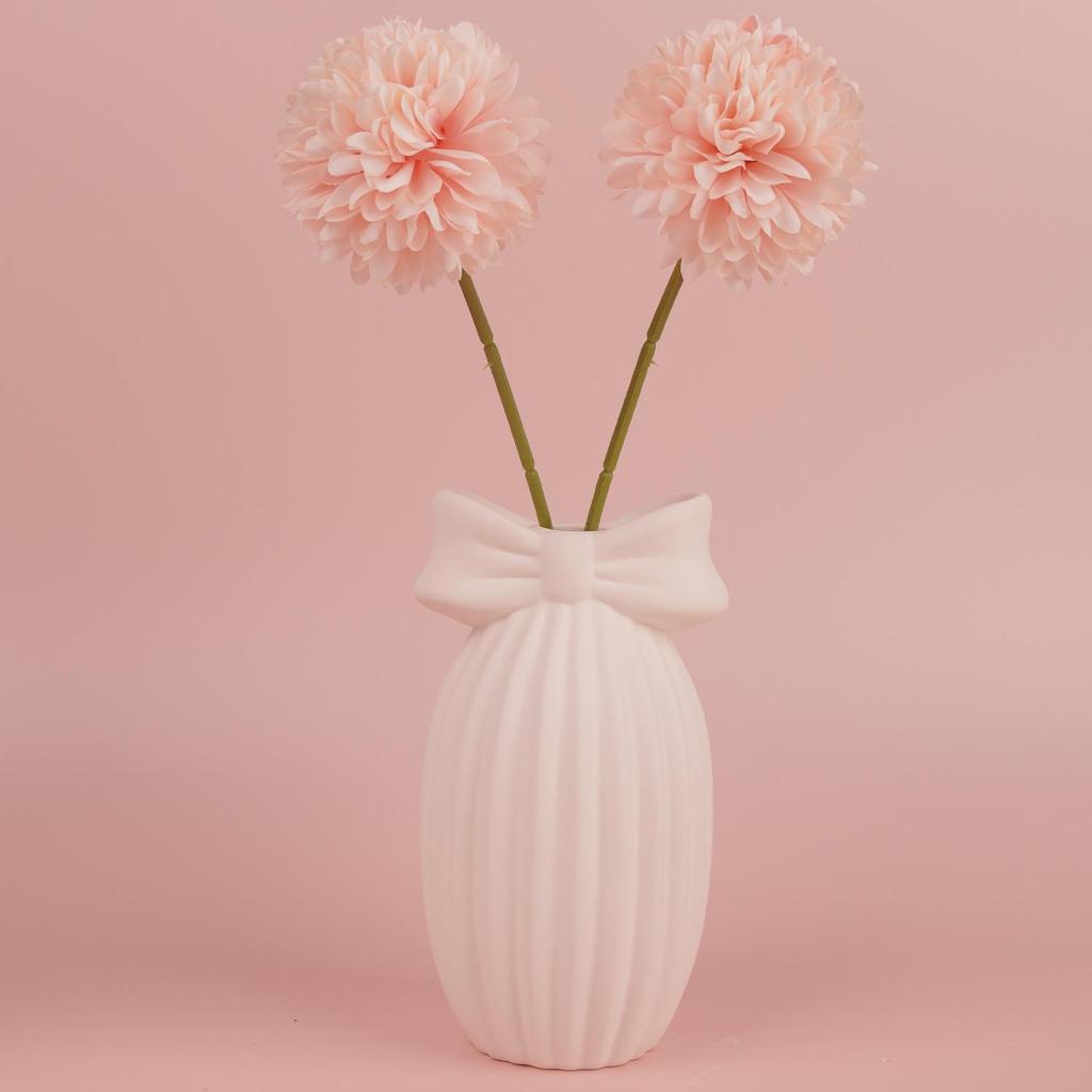 Creative Ceramic Bow Flower Vase: Decorative Hydroponic Holder for Office and Home