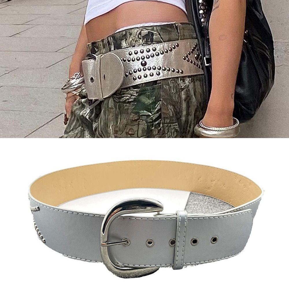 Y2K Punk Belt PU Leather Hiphop Jeans Belt New Waistband