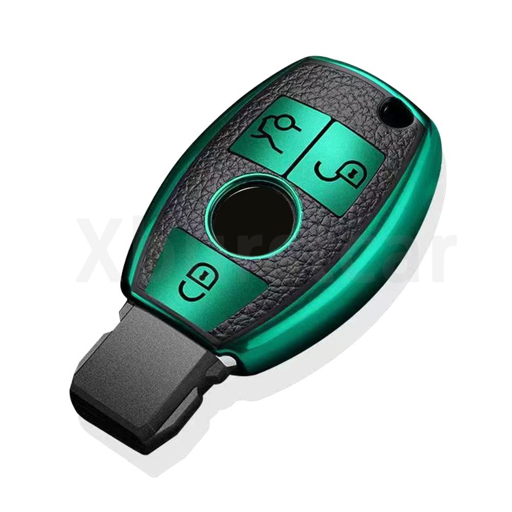 Leather TPU Shell Fob Car Key Case Cover for Mercedes Benz A B C E Class GLS GLA GLK GLC CLS CLA AMG W204 W205 W212 W463 W176