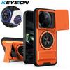 KEYSION Magnetic Phone Case for Xiaomi POCO F7 Ultra F7 Pro Slide Camera Lens Protection Upright Kickstand Ring Shockproof Cover