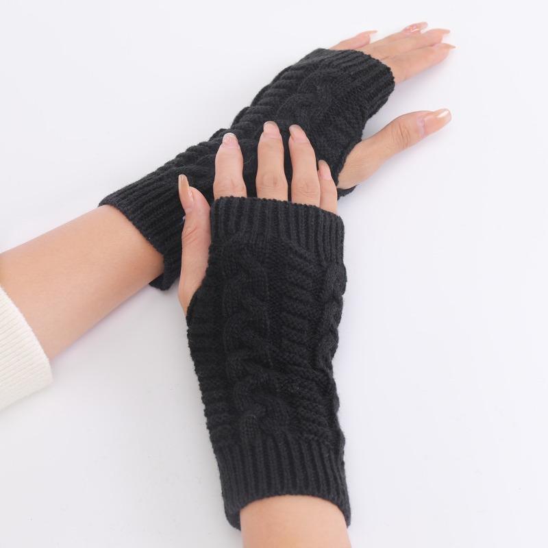 1 Pair Short Fashion Knitted Twist Gloves, Finger Warm Gloves - Suitable for All Men and Women In Autumn and Winter