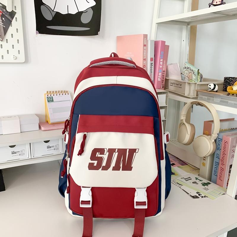 Kontrastfarbiger Schulranzen Studentenrucksack Leichtgewichtiger Wasserdichter Rucksack