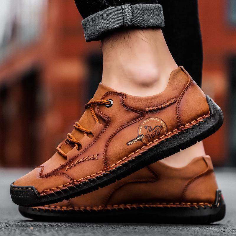 2024 Men's Versatile Casual Outdoor Shoes - Four Seasons, Plus Size, Handmade, Stitched, Style 48, Middle-Aged Dad Friendly