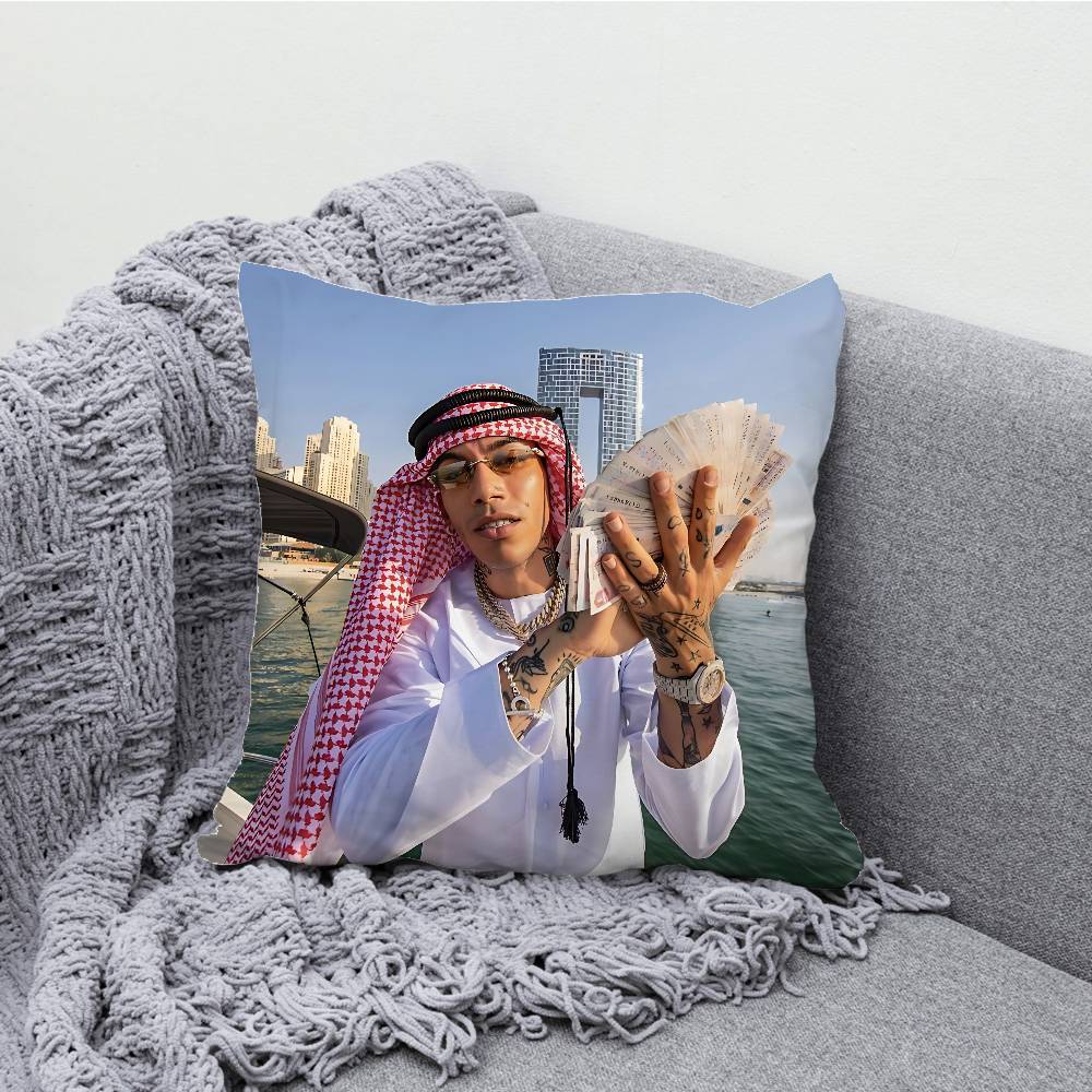 SANTANA MONEY GANG Sfera Ebbasta Throw Pillow Case For 45x45cm 55x55cm 30x30cm Square Car Pillowcase Home Bedchamber Decor Gift
