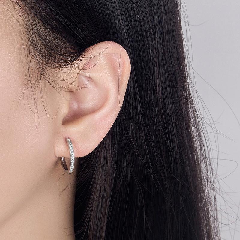 Plated Rose Gold Hoop Earrings Created Crystals Woman Girl Accessory Gift Jewel