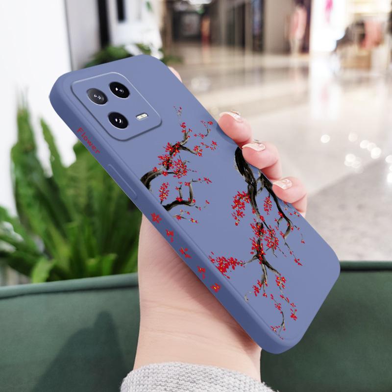 Cold Plum Snow Phone Case For Xiaomi Mi 15 14 14T 13 13T 12 12X 12T 12S 11 11T 10 10T 9 9T Pro Lite Liquid Silicone Cover
