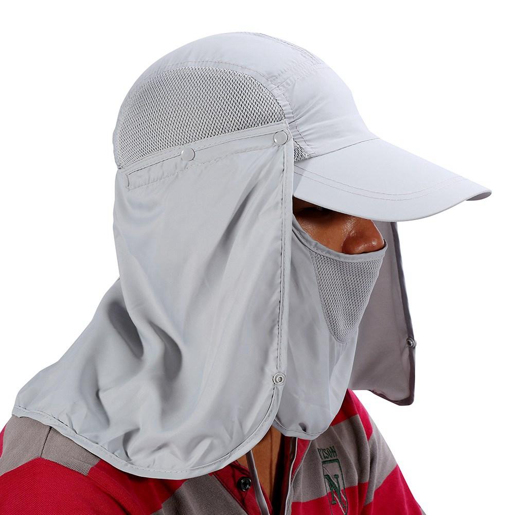 360 Degree Quick Drying UV Protection Cap Neck Ear Flap Cover For Outdoors(grey)