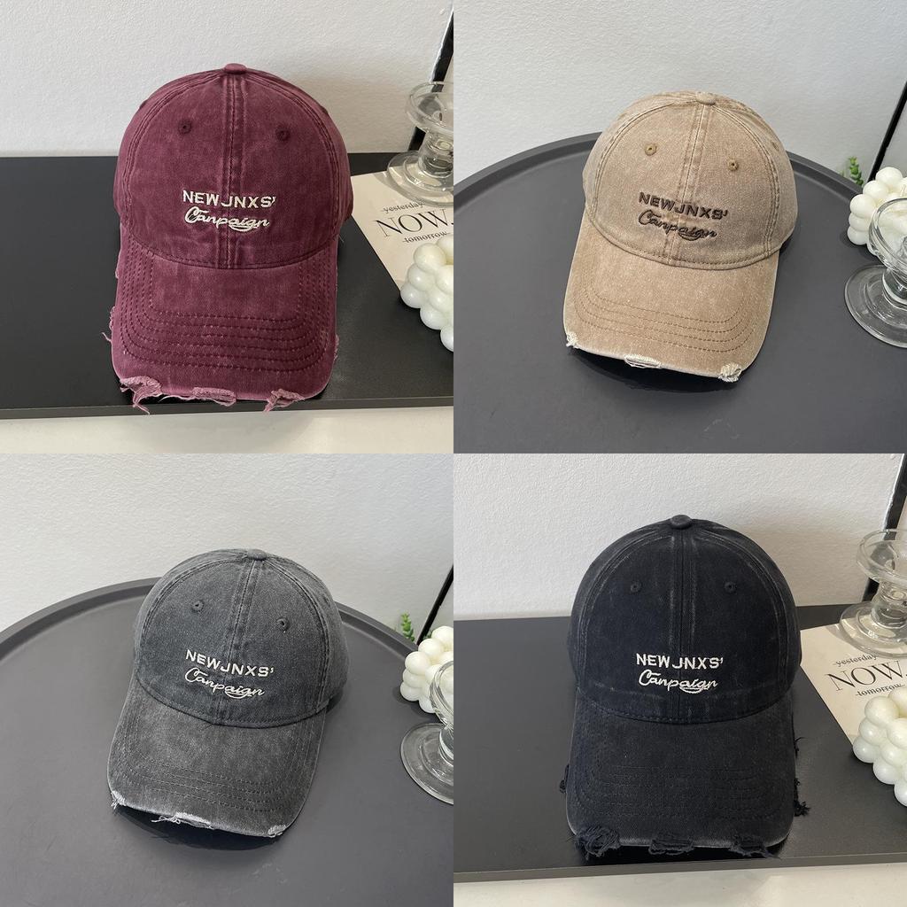 Vintage Korean Style Cotton Baseball Cap With Embroidered Logo And Adjustable Fit For Casual Wear