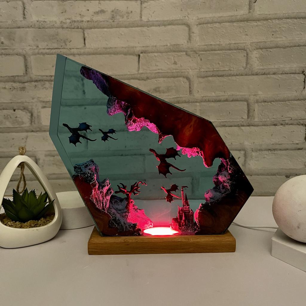 Customized Items Resin Table Light Marine Life Flying Dragon LED Night Light Creative Artistic Room Decoration Lamp USB Charge