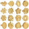 1/5 Stück Echtvergoldeter Cabochon-Ring Rund Oval Leere Tablettbasis Edelstahlringe Für Damen Herren Handgefertigte Emaille-Accessoires