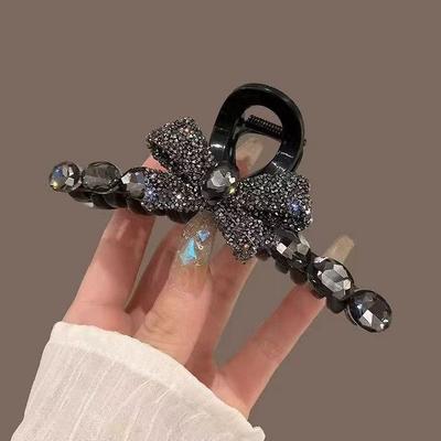 2025 Exquisite Rhinestone Bow Hair Clip - Women's Updo Shark Claw Hairpin Accessory