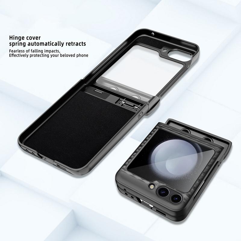 

Для Samsung Z Flip5 ультратонкий складной чехол для телефона, пленка из закаленного стекла, противоударный магнитный полный комплект, задняя крышка
