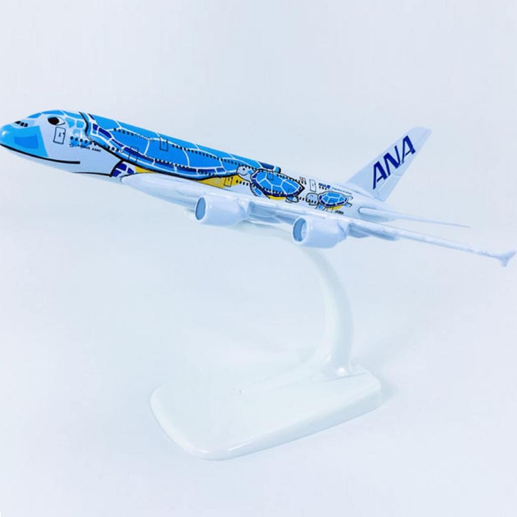 Scale Alloy ANA Sea Turtle Painted Airbus A380 Model Simulation Passenger Aircraft Aircraft Airbus Model with Display Stand 1/500
