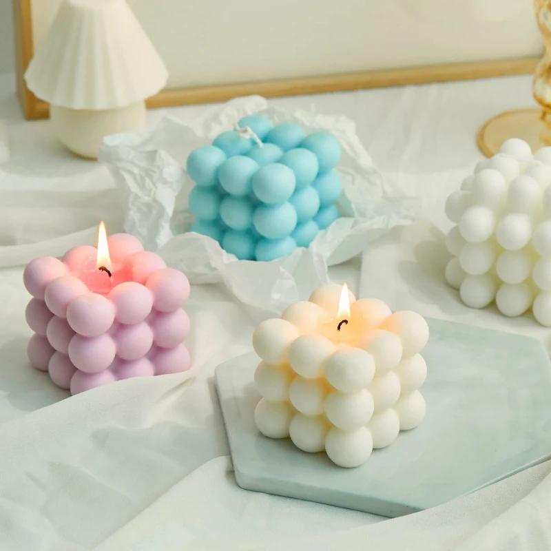 Lazzy House Small Bubble Cube Candle Soy Wax Aromatherapy Scented Candles Relaxing Birthday Gift Decorative Ornaments