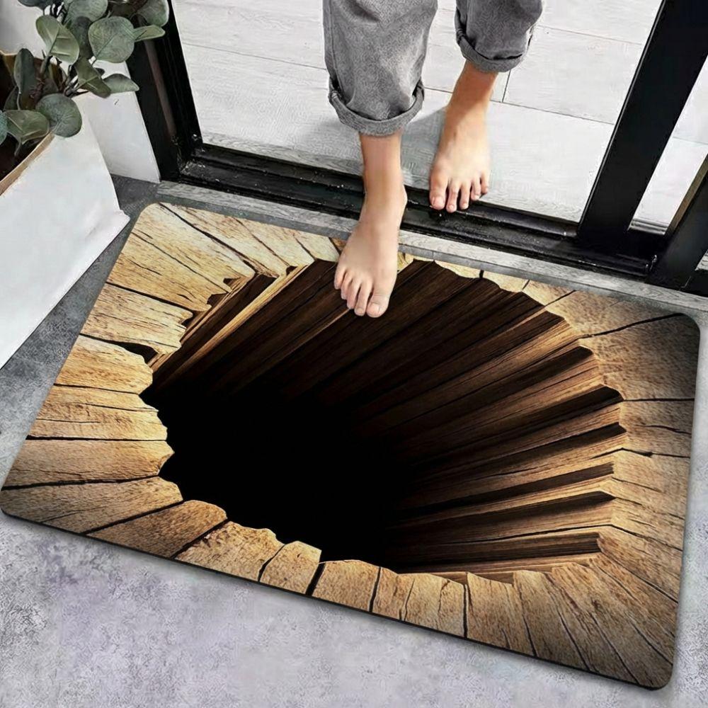 3D Flacher Badezimmerteppich Wasserabsorbierender Schlafzimmer-Türteppich Optische Illusion Fußmatte Heimdekoration