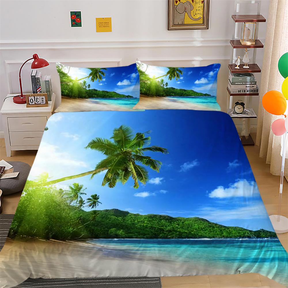 Bedrucktes Trösterbezug-Set „Scenery“, Doppelbettgröße, Mikrofaser-Heimbettwäsche, modische High-End-Heimtextilien für Teenager