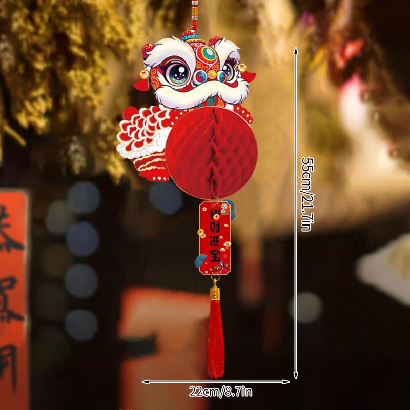 Chinese New Year Red Paper Lantern 2025 Paper Honeycomb LanternsChinese Spring Festival Ornament New Year Hanging Pendants