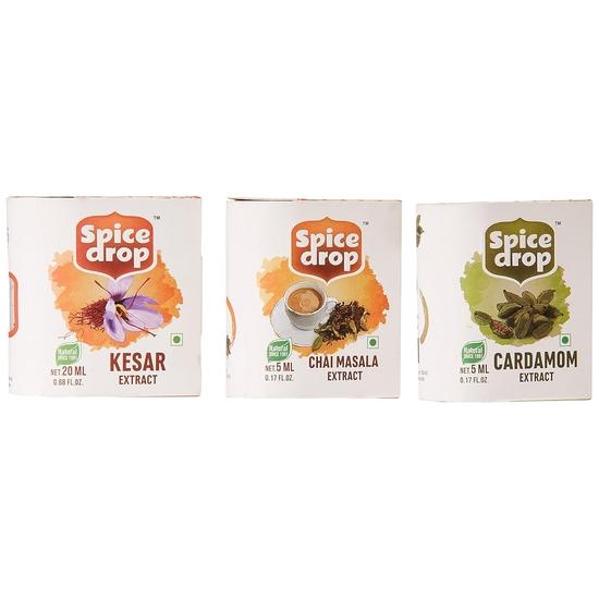 

Spice Drop Королевский напиток Комбо | Натуральный экстракт Кесар Масала, Кардамон и Чай Масала| Бесплатная ложка 1 мл| 30 мл (2x5 мл и 1 x20 мл)