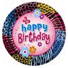 Unique Paper Animal Print Happy Birthday Disposable Plates (Pack of 8)