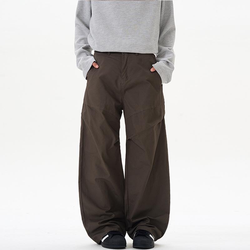 

LKTM Американские ретро плиссированные брюки карго – Унисекс Свободный повседневный крой XL (suggested weight 140-155 lbs) коричневый/темно-серого