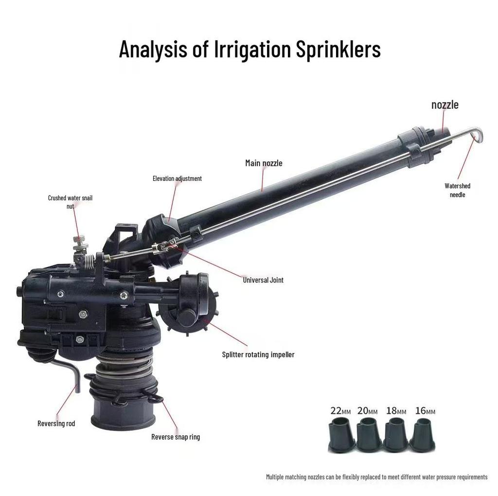 Adjustable 35° Rotating Turbine Sprinkler for Agricultural and Garden Irrigation
