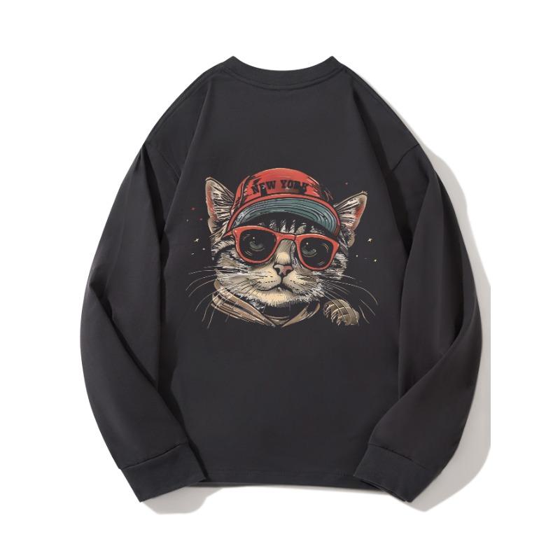 

Осенняя одежда Kitty, длинный рукав, чистый хлопок, новый мужской и женский топ, весенний внутренний слой, базовая рубашка, футболка с круглым вырезом и длинными рукавами XXL серый