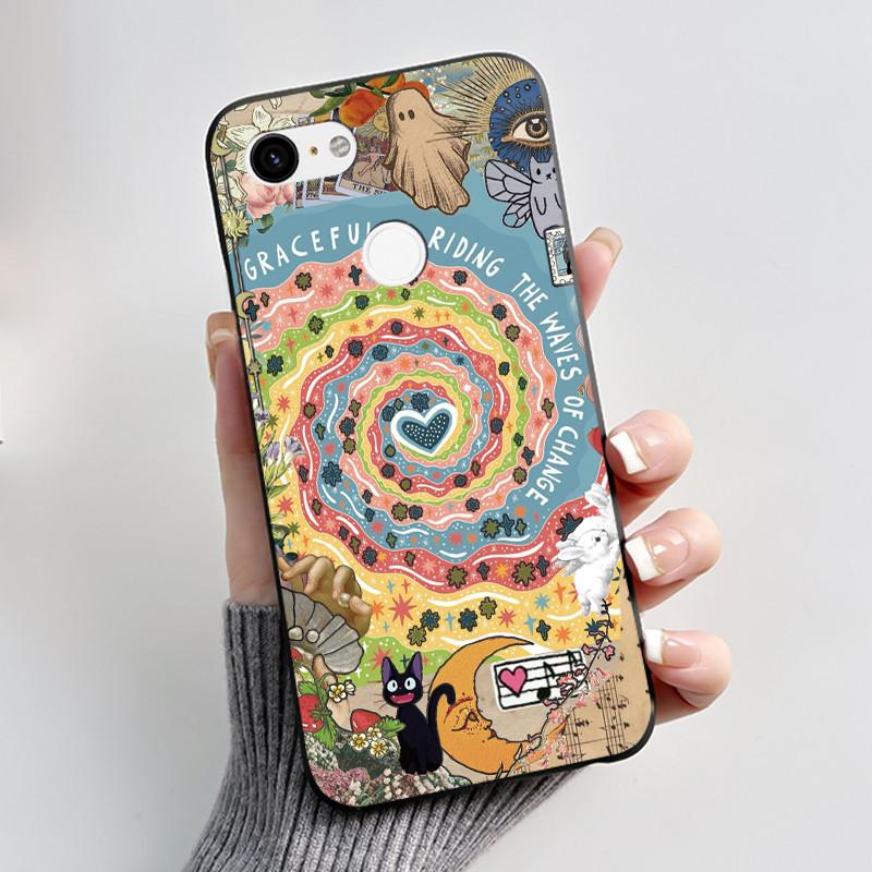 Phone Cases For Google Pixel 3 XL Case Cute Cat Cartoon Silicone Soft Black Coque for Google Pixel 3 XL Pixel3 3XL Bumper Cover