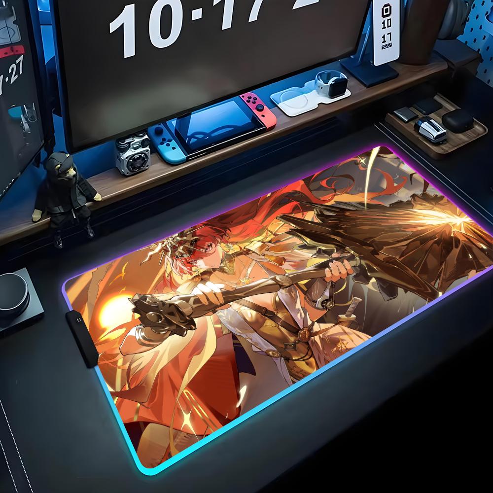 augusta wuwa Mouse Pad RGB Gaming Mousepad Big LED Pad PC Desk Mat Luminous Mouse Pad Large Keyboard Mats Table Rug With Backlit