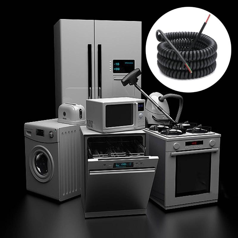 Shrinkable Cable Power Extension Cord 18AWG 4 Cores Spring Spirals Black Cable Telescopic Wire for Industrial/Homes Use